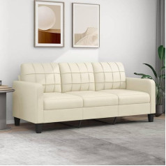 Mengtu 3-Seater Sofa Lounge Sofa with Backrest Upholstered Sofa Double Sofa Guest Sofa Living Room Sofa Couch Modern Sofa Living Room Furniture Cream 180 cm Faux Leather