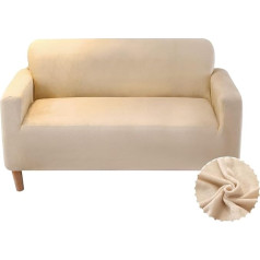 Treer Sofa Cover Velvet 1 2 3 4 Seater, Solid Colour Sofa Cover Stretch Sofa Cover Elastic Universal Slipcover Sofa Anti-slip Sofa Covers Spandex Sofa Covers Sofa Cover (Beige, 4 Seater)