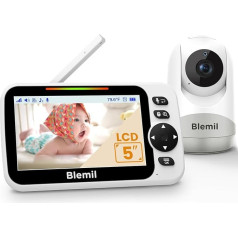 Радионяня с камерой и звуком 30 часов работы от аккумулятора, большой экран 5 дюймов, дистанционное управление камерой, двусторонний разгов