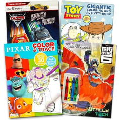 Disney Pixar Ultimate Colouring Book Assortment ~ 4 книги с изображением Disney Cars, Toy Story, Finding Nemo и других (включая наклейки)