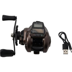 Zoegneer Рыболовная катушка из алюминиевого сплава с кабелем для зарядки, цифровой дисплей с подсветкой, большой дисплей, колесо для капель во