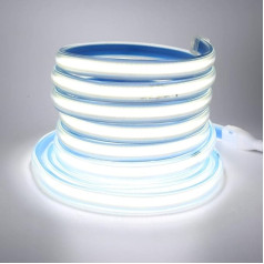 Wisada COB LED Strip 10 m, 220 V 280 LEDs/m FCOB LED Strip CRI≥90, Waterproof High Density Flexible Super Bright White 6000 K COB LED Strip Light with Plug for Bedroom, Cupboard Lighting
