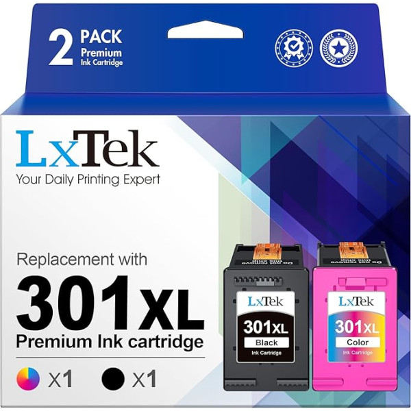 LxTek Чернильный картридж восстановленный для HP 301 301XL, 1 черный, 1 цветной