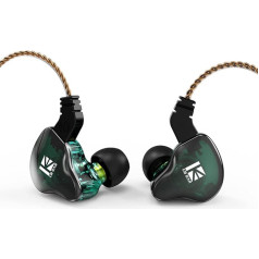 Yinyoo KBEAR KS2 In-Ear Monitor, Stereo Bass Headphones, HiFi Over Ear Earbud Headset Noise Cancelling Hybrid 1BA 1DD Headphones with Removable Cable for Running, Walking, Stage (no Microphone, Green