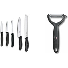 Victorinox Swiss Classic Kitchen Set, 5 предметов, черный, подарочный набор и универсальный набор овощечисток для фруктов, очень острые, зазубренные края, дв