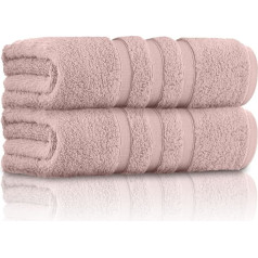 GC GAVENO CAVAILIA Pack of 2 Bath Towels 550gsm Quick Dry Towel Super Absorbent Egyptian Cotton Machine Washable Bath Towels Blush Pink