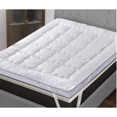 Bedorzo® Double Mattress Topper 5cm Thick with Strong Elastic Bands Fits up to 40cm Brushed Microfiber Premium Hollowfibre Filling (Double 137x190+5cm)