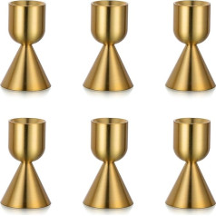 NUPTIO Латунный держатель свечи Taper Candle Holder: Набор из 6 конусных алюминиевых свечей с палочками для центрального украшения современной свадьб