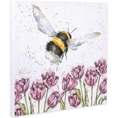 Wrendale Designs Flight of The Bumblebee Square Canvas Art Print 20cm White