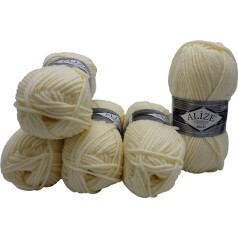 Alize 5 x 100 г Superlana Maxi Wool, 500 г шерсти для вязания, 75% акрил, 25% шерсть (крем 01)