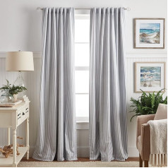 Martha Stewart White Indigo Stripe Blackout Curtain 84