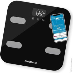 Medisana BS 602 Весы для анализа тела до 180 кг с WiFi или Bluetooth, персональные весы для измерения содержания жира в организме, воды в организме, мышечно