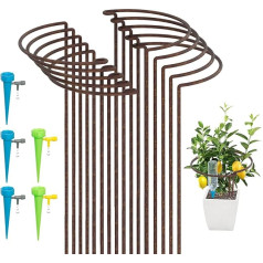 KAZITOO Pack of 10 Large Rusty Arch Plant Support Stakes Half Round Natural Rust Flower Support Ring Cage Frame with 5 Self Watering Spikes Rust Metal Garden Border for Peonies