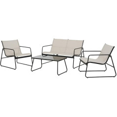 Grand patio Garden Furniture Set 4-Piece Balcony Furniture Set with Table, Sofa and 2 Chairs, Weatherproof, Seating Set for Garden, Balcony, Outdoor (Beige)