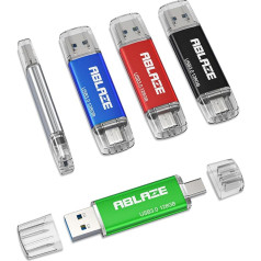 Упаковка из 5 USB C Stick 128 GB OTG 3.0, ABLAZE Dual Memory Stick 2-в-1 для мобильного телефона Type-C/смартфона/ноутбука/ноутбука/ПК
