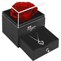 LAC Eternal Rose with Necklace Women's - Anniversary Gift for Her - Gift Box Birthday Women - Rose Box Girlfriend, Glass