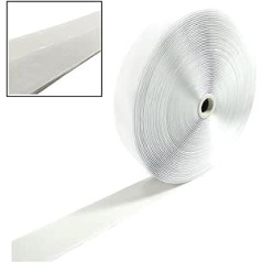 25 Metres/Velcro Tape Self-Adhesive - Double Sided or Loose - for Inserting Curtains, Carpets, Fabrics, Household Appliances, Mosquito Nets, Strong Adhesive (Hake, White, 50 mm)