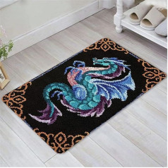 VIONNPPT Dragon Series Latch Rug Set Rugs Knotting Cross Stitch Set for Children and Adults, DIY Handmade Latch Hook Rug Making Kit (Blue, 50 cm x 38 cm)