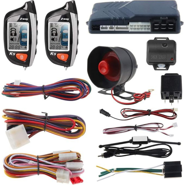 Easyguard EC200-K9 2-Wege-Autoalarm mit LCD-Anzeige und ferngesteuertem Motorstart, Turbo-Timer-Modus, DC 12 V