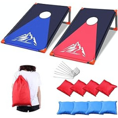 OBOVO Portable Cornhole Spiel Outdoor Cornhole Säckchen mit PVC gerahmts & 8 Bohnensäcke & Tragetasche für Kinder, Hinterhof, Rasen, Strand 2-in-1 Camping Outdoor Spiel Set