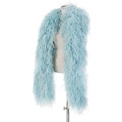 GEM DRILL Customised 10 Ply Ostrich Feather Boa, Fluffy Natural Crafts, 2 Metres Real Ostrich Feather Shawl Costume Party Clothing Decoration Accessories (Colour: Light Blue, Size: 10 Ply)