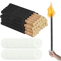 Cecaylie Wax torches, torches for outdoor use, made of natural wax, torches for torch hiking, children, 45 minutes with long handle, garden torch for outdoor, pack of 25