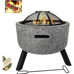 MaxxGarden - Modern Fire Bowl with Spark Protection for Relaxing - Fire Pit for Barbecuing for Garden, Balcony and Terrace - Garden Fireplace Fire Pit - Relax with Crackling Flames - Diameter 45 cm Dark