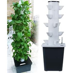 FAXIOAWA 30 Pods Hydroponics Tower Garden Hydroponic Growing System Aeroponics Growing Kit for Herbs, Fruits and Vegetables with Hydration Pump, Adapter, Mesh Pots, Timer for Herbs, Fruits and