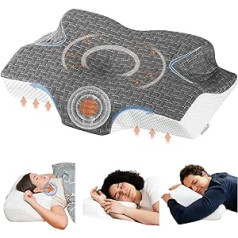 Elviros Orthopaedic Memory Foam Pillow, Neck Support Pillow, Neck Pain, Stomach Sleeper Pillow, Ergonomic Pillow, Anti-Snoring Pillow, Sleeping Pillow for Side Sleepers