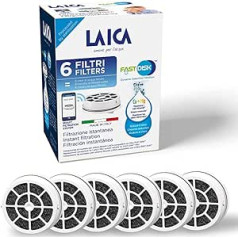 Laica Fast Disk Filter for Bottle and Drinking Bottle, Patented with Activated Carbon, 100% Made in Italy, Instant Filtration, Life 1 Month/120 L, Pack of 6