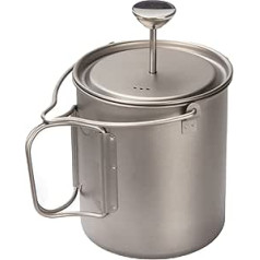 BIVOUAC 750ml Titanium Mug Camping Press Coffee Pot Outdoor French Press Pot Camping Cup 750ml Titanium Coffee Cup