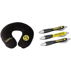 Borussia Dortmund Unisex BVB nakkepude Neck Pillow, Black/Yellow, 34 x 31 5 cm EU & BVB Ballpoint Pen (Set of 3)