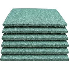 6 x fall protection mats, 50 x 50 x 4 cm, green, yoga training, gym mat, indoor, outdoor, fitness, workout
