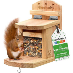 Gardemics Squirrel Feeder Weatherproof - прочный домик для белки из дерева с безвредным покрытием из льняного масла - кормовая станция для белки с вентиляцио