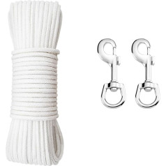 Fahnenmast-Seil-Set, 30,5 м, Fahnenmast, Halyard-Seil, 1,6 см dick, mit 2 drehbaren Karabinerhaken für Fahnenmasten bis zu 15,2 m, doppelt geflochtenes Nylon-Fahnenmast, Seil, Outdoor, Camping, Zelt,