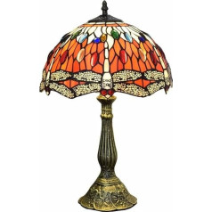 Hobaca® Vintage Tiffany Table Lamps, Dragonfly, 12 Inches, Tiffany Table Lamp, Antique Original, Stained Glass Lamps, Bedroom, Night Lampshades, Living Room