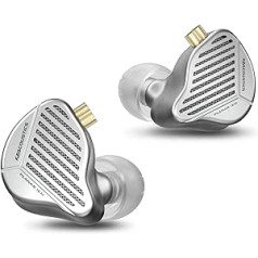 KZ-PR1 In-Ear Headphones, 13.2 mm Planar Diaphragm Driver HiFi In-Ear Headphones with Silicone Ear Caps, 3.5 mm In-Ear Headphones and Microphone and Volume Control (Silver HiFi Version, with