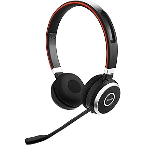 Jabra Evolve 65 Wireless Stereo On-Ear Headset - Unified Communications Certified Headphones with Long Battery Life - USB Bluetooth Adapter - Black