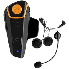 QSPORTPEAK BT-S2 Motorrad Bluetooth Headset 2-3 Fahrer Motorrad Kommunikationssystem für 1000 Metern, für Motorrad-Skifahren GPS FM Radio Wasserdicht/Freisprechen (Einzelpackung)