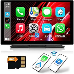 CAMECHO Wireless Apple Carplay & Android Car Portable Car Radio with Screen, 9 Inch HD IPS Portable Touchscreen Carplay Display, Car Play Monitor Supports Bluetooth/Siri/FM/Apple Airplay/AUX