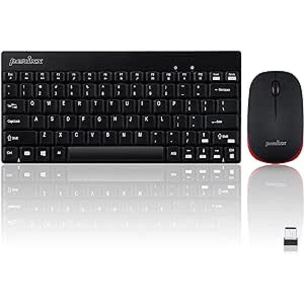 Perixx PERIDUO-712B Wireless Mini Keyboard and Mouse Set, Black, US English Layout