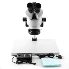 Plyisty 3.5X-90X Trinocular Stereo Zoom Microscope Adjustable Tri-Vision Working Distance from 30 to 165 mm for the Electronics Industry, Hardware Processing (European Regulations)