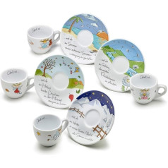 Небо и ангелы Heavenandangels Чашки для эспрессо Набор из 4 чашек Art Collection Design Four Seasons Lucky Angel Guardian Angel Gift Idea from Heavenandangels Italian Esspresso Angel Mug Colourful