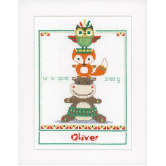 Vervaco Counted Cross Stitch: Запись о рождении: Башня с животными, хлопок, NA, 19 x 26 см