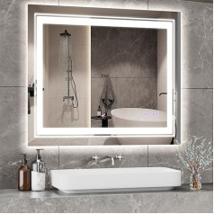 Iycorish Светодиодное зеркало для ванной комнаты премиум-класса с сенсорным выключателем, регулируемое, 3 цветовых режима и антизапотевающая 