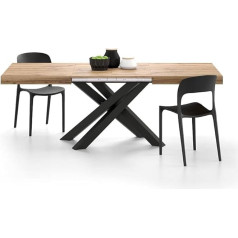 Mobili Fiver , Emma 140 см Раздвижной стол из дуба в деревенском стиле с черными X-образными ножками, ламинированный, железный, сделано в Италии