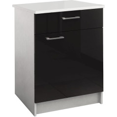 Berlioz Créations Кухонный шкаф Berlioz Créations PRIMA PG6BTN со столешницей, 1 декоративной дверцей и 1 декоративным ящиком в черном глянце, 60 x 60 x 85 см, 100% франц