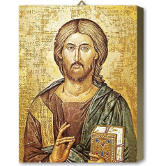 Fratelli Bonella Икона Иисуса с закрытой книгой из древесины дуба, 19,7 x 25 см, сделано в Италии