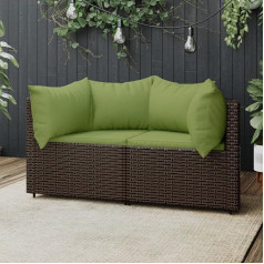 Whopbxgad Наборы мебели для гостиной,Наборы диванов для гостиной,Диван-кровать,Garten-Ecksofas mit Kissen 2 STK. Braun Poly Rattanmodular Sofa,модульная кушетка,мебель для