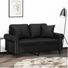 Lapooh 3200925 Двухместный диван с декоративными подушками, черный, 120 см, искусственная кожа, Диван для гостиной, Диваны и кушетки, Диван для отды